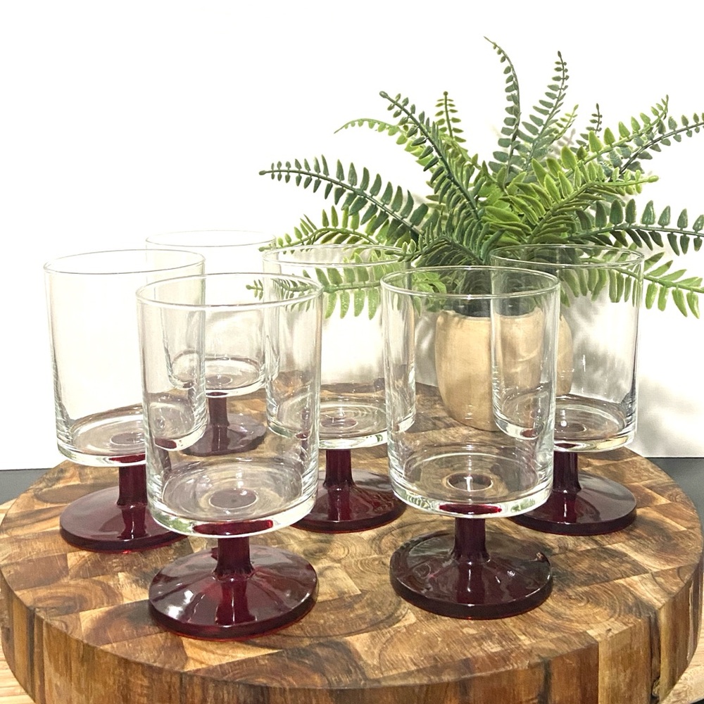 Luminarc Cavalier France Ruby Red Stem  Glass Set of 6